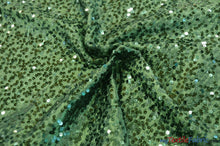 Load image into Gallery viewer, Sequins Taffeta Fabric by the Yard | Glitz Sequins Taffeta Fabric | Raindrop Sequins | 54&quot; Wide | Tablecloths, Runners, Dresses, Apparel | Fabric mytextilefabric Yards Hunter Green 
