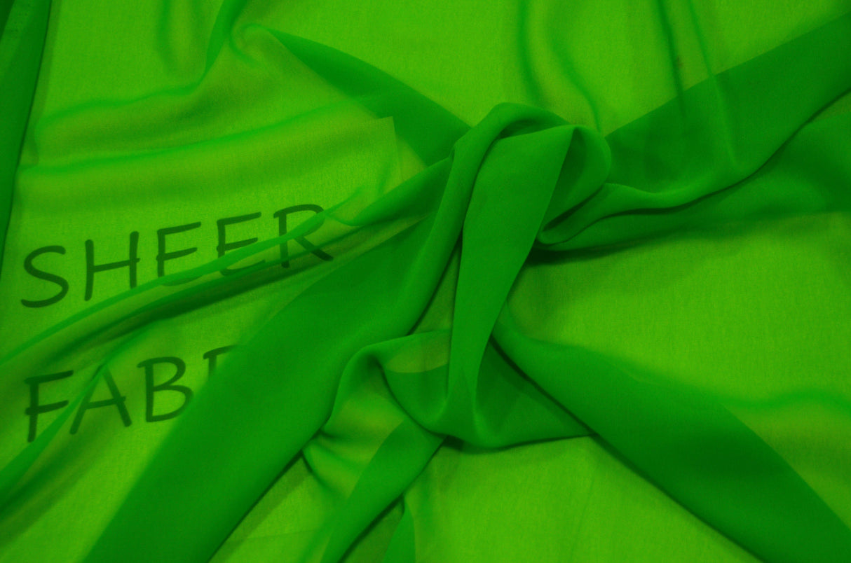 Silky Chiffon Fabric | Imitation Silk Chiffon | Super Soft & Flowy | 43" Wide | 100% Polyester Fabric mytextilefabric Sample Swatches Neon Green
