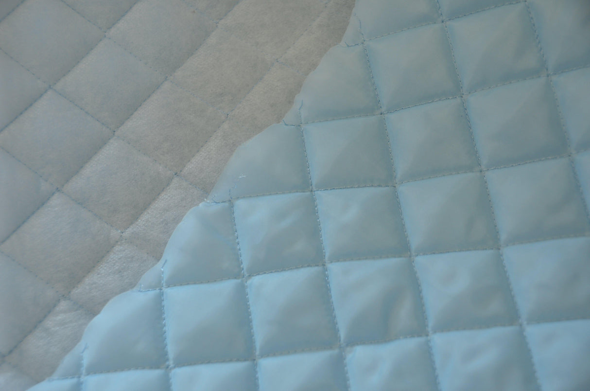 Quilted Polyester Batting Fabric | Padded Quilted Fabric Lining | 60" Wide | Polyester Quilted Padded Lining Fabric by the Yard | Jacket Liner Fabric | newtextilefabric 3"x3" Sample Swatch Baby Blue