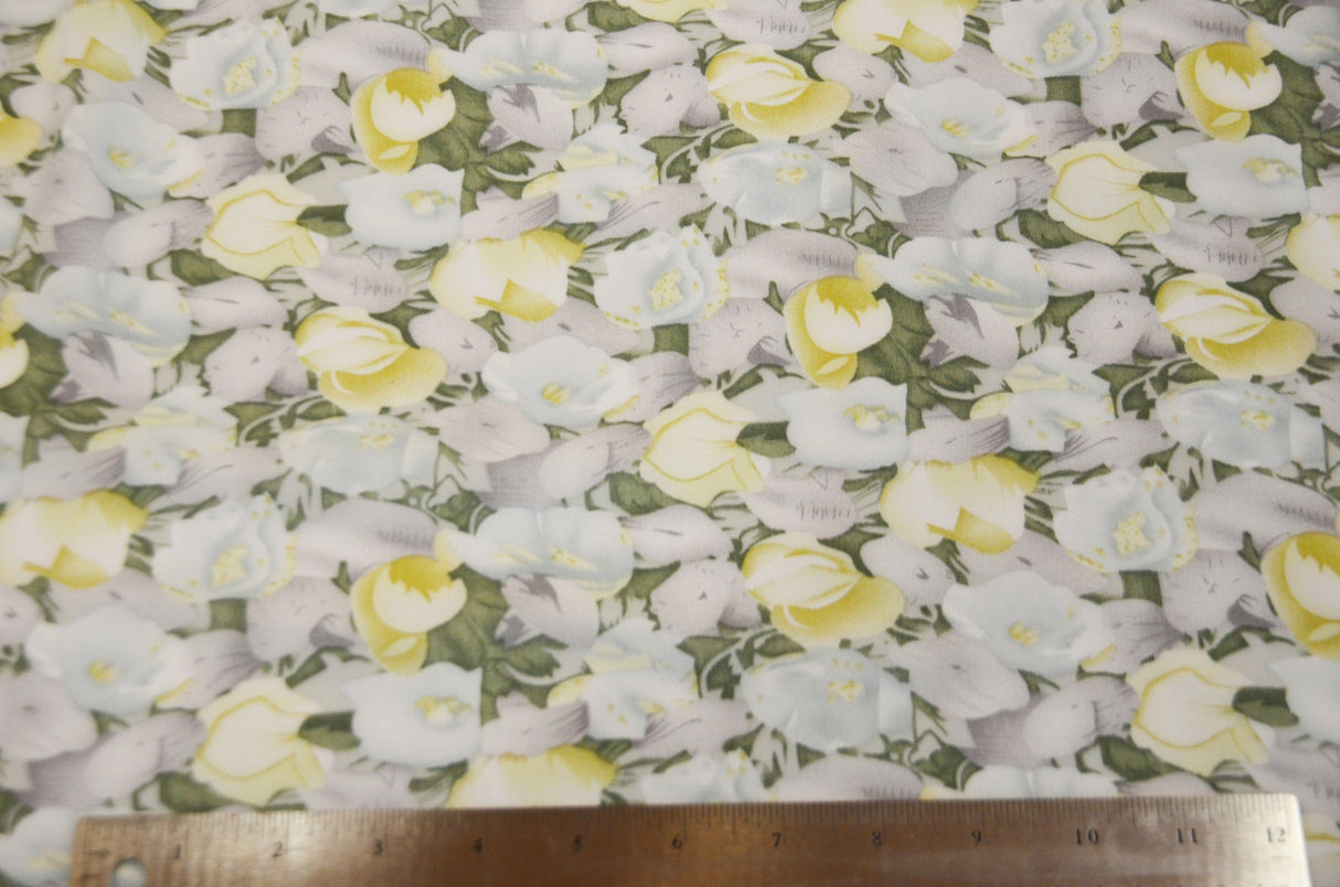 Spring Floral Rayon Challis Fabric by the Continuous Yard | 60" Wide | Flower Rayon Challis Fabric | Rayon Challis for Dresses and Skirts | Fabric mytextilefabric 3"x3" Sample Swatch Blue
