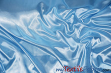 Load image into Gallery viewer, Stretch Charmeuse Satin Fabric | Soft Silky Satin Fabric | 96% Polyester 4% Spandex | Multiple Colors | Sample Swatch | Fabric mytextilefabric Baby Blue 
