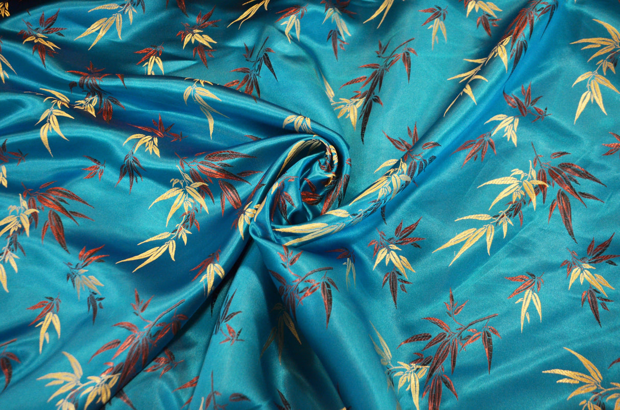 Oriental Bamboo Brocade | Chinese Bamboo Brocade | 45" Wide | Chinese Brocade Fabric | Fabric mytextilefabric Yards Turquoise