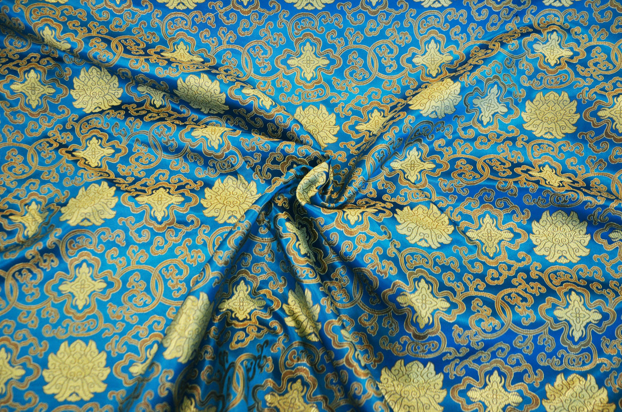 Oriental Medallion Brocade | Chinese Medallion Brocade | 48" Wide | Fabric mytextilefabric Yards Turquoise