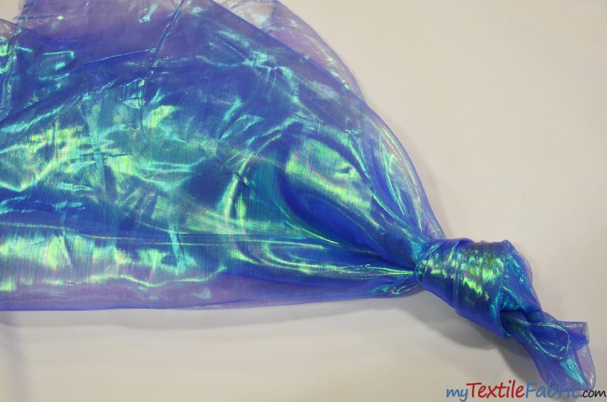 Iridescent Organza Fabric | Pearl Organza | 60" Wide | Holographic Organza Fabric | Costume, Decoration, Apparel, Cosplay, Dance Wear, Draping, Curtain | Fabric mytextilefabric Yards Royal Blue