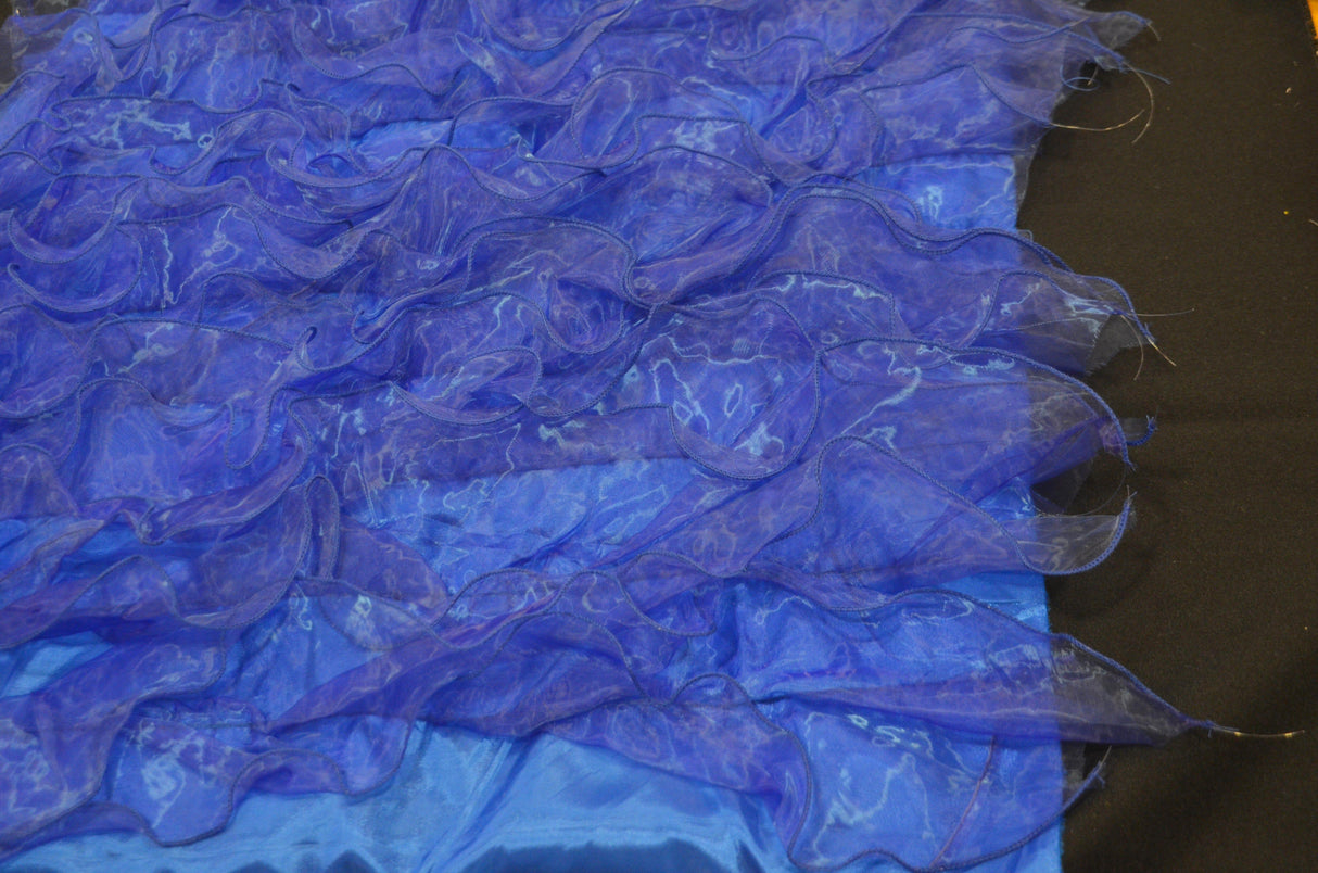 Organza Ruffled Taffeta Fabric | Layered Ruffle Taffeta Fabric | 57" Wide | Multiple Colors | Fabric mytextilefabric Yards Royal Blue