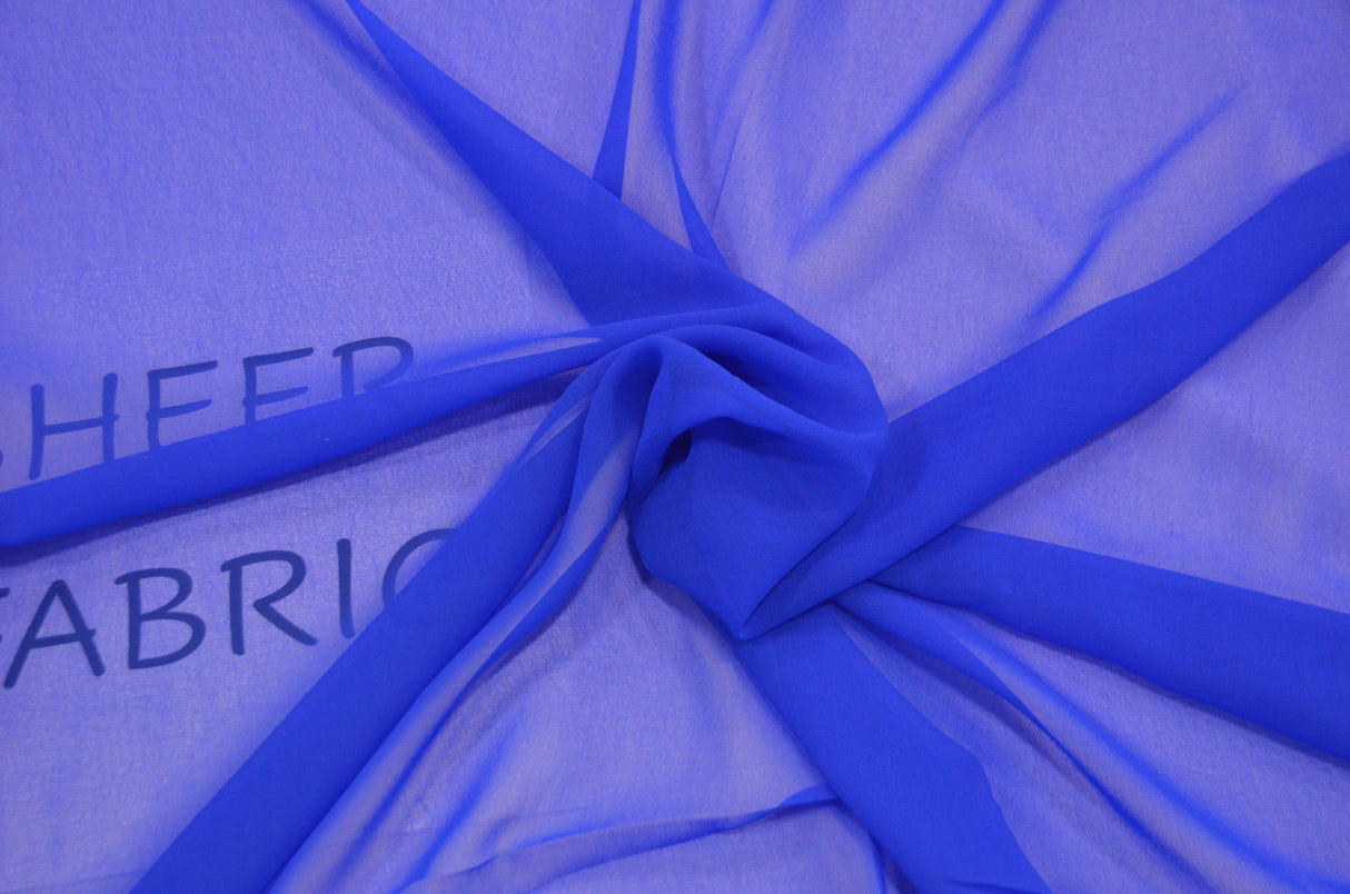 Silky Chiffon Fabric | Imitation Silk Chiffon | Super Soft & Flowy | 43" Wide | 100% Polyester Fabric mytextilefabric Sample Swatches Royal Blue