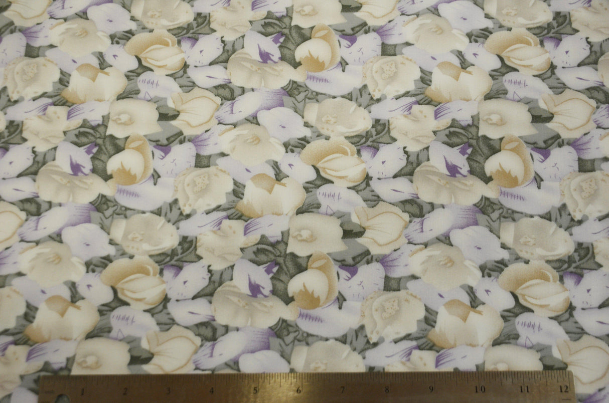 Spring Floral Rayon Challis Fabric by the Continuous Yard | 60" Wide | Flower Rayon Challis Fabric | Rayon Challis for Dresses and Skirts | Fabric mytextilefabric 3"x3" Sample Swatch Lilac