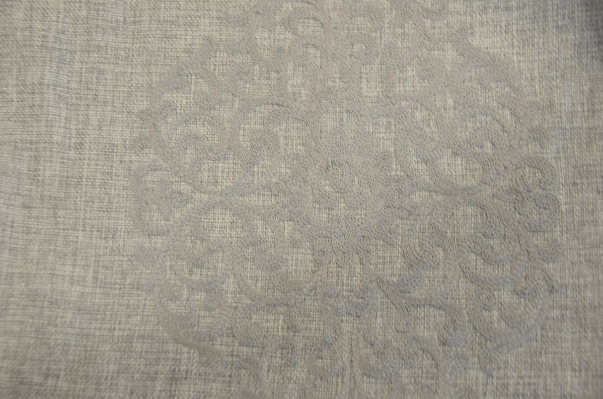 Embossed Faux Linen Embroidery for Drapery | 58" Wide | Off White and Light Silver | newtextilefabric 3"x3" Sample Swatch Light Silver