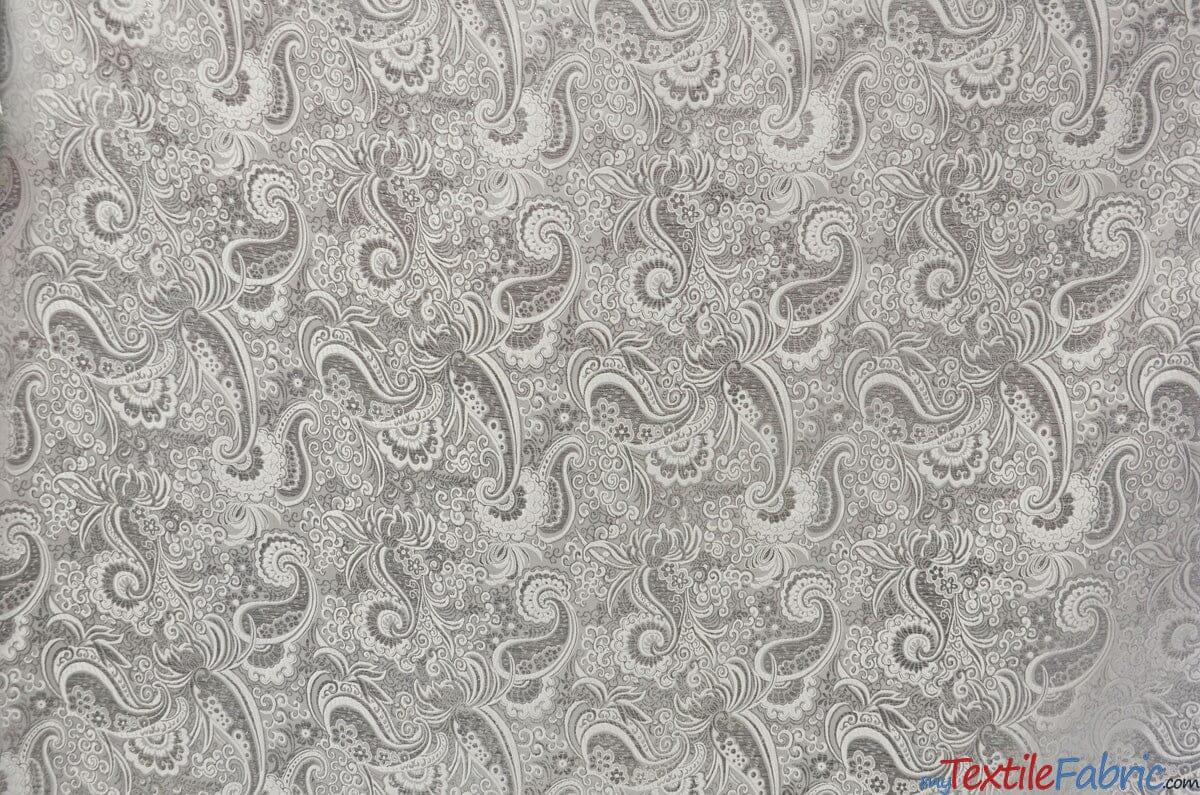 Oriental Metallic Paisley Brocade | 58" Wide | Silver and Gold Metallic Paisley Brocade | Fabric mytextilefabric