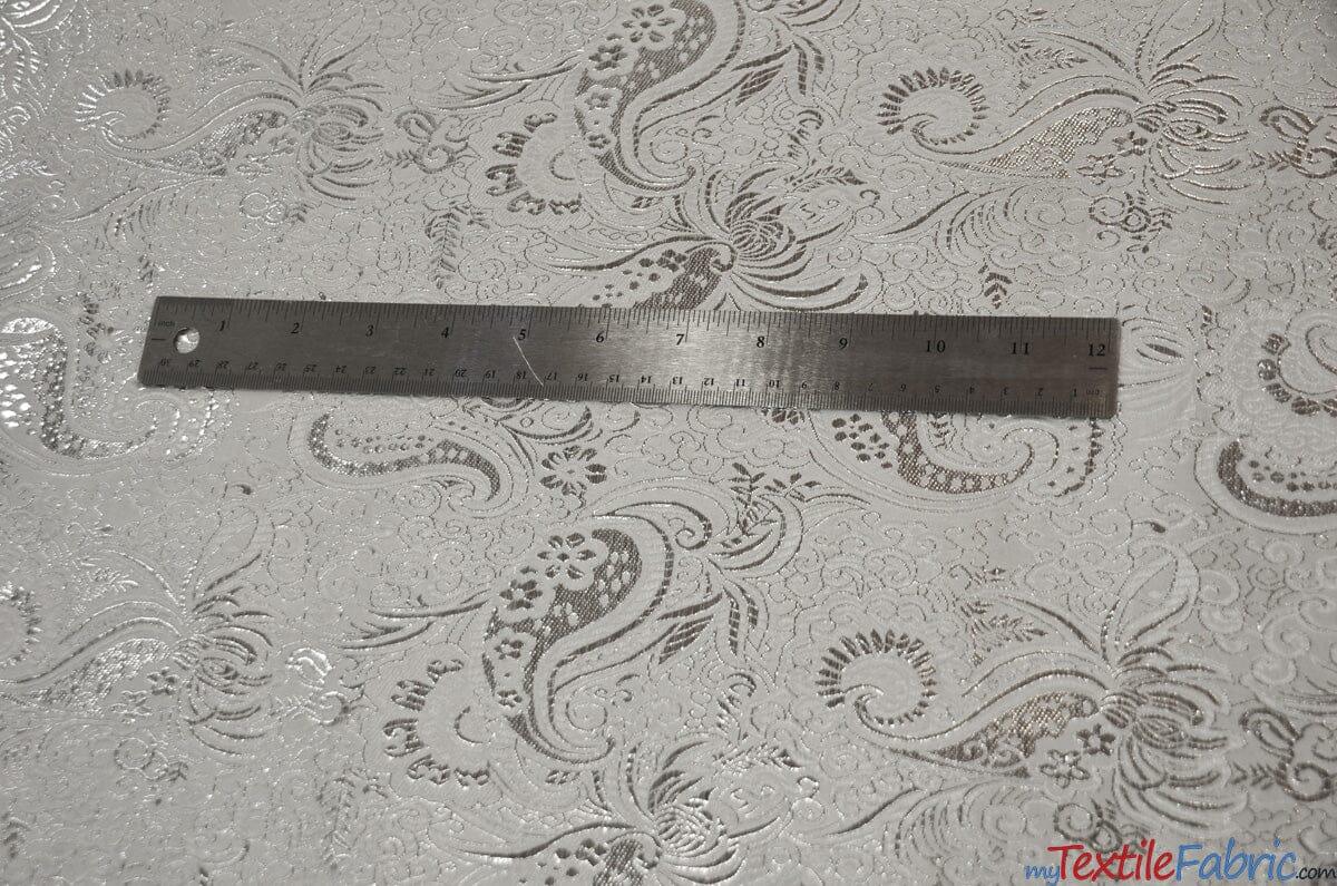 Oriental Metallic Paisley Brocade | 58" Wide | Silver and Gold Metallic Paisley Brocade | Fabric mytextilefabric