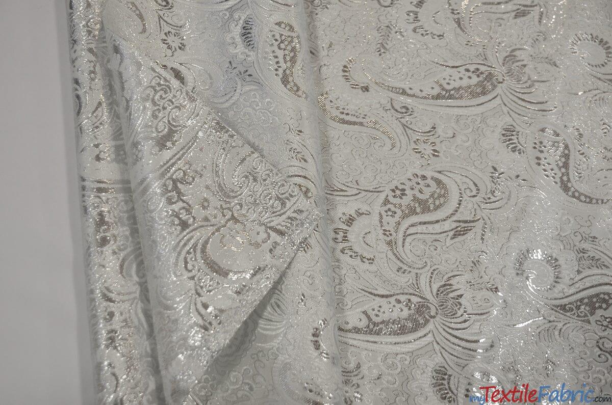 Oriental Metallic Paisley Brocade | 58" Wide | Silver and Gold Metallic Paisley Brocade | Fabric mytextilefabric