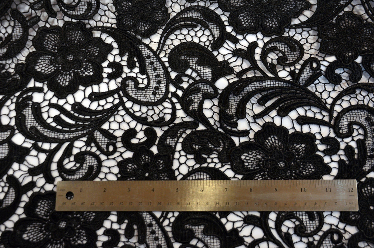 Guipure Bridal Lace Fabric | Heavy Double Scalloped Lace | 49" Wide | Multiple Colors | Fabric mytextilefabric