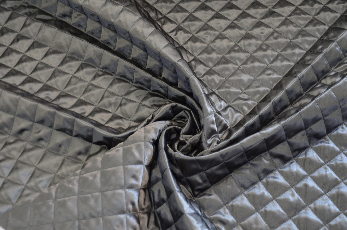Quilted Satin Batting Fabric | 60" Wide | Padded Quilted Super Soft Satin | Silky Satin Quilted Padded Fabric | Jacket Liner Fabric | newtextilefabric Bolts Black