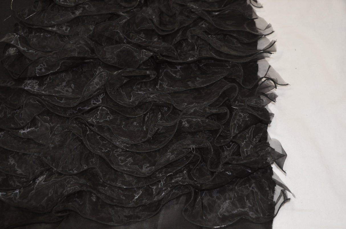 Organza Ruffled Taffeta Fabric | Layered Ruffle Taffeta Fabric | 57" Wide | Multiple Colors | Fabric mytextilefabric Yards Black