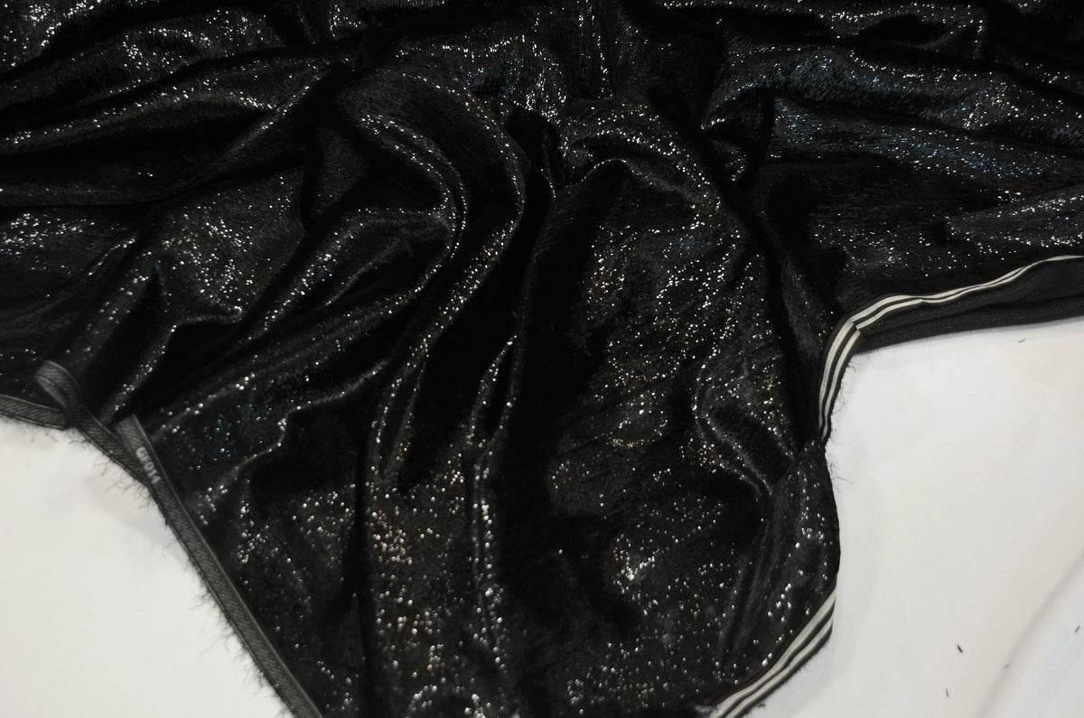 Black Silky Velvet with Metallic Lurex, 52 Wide