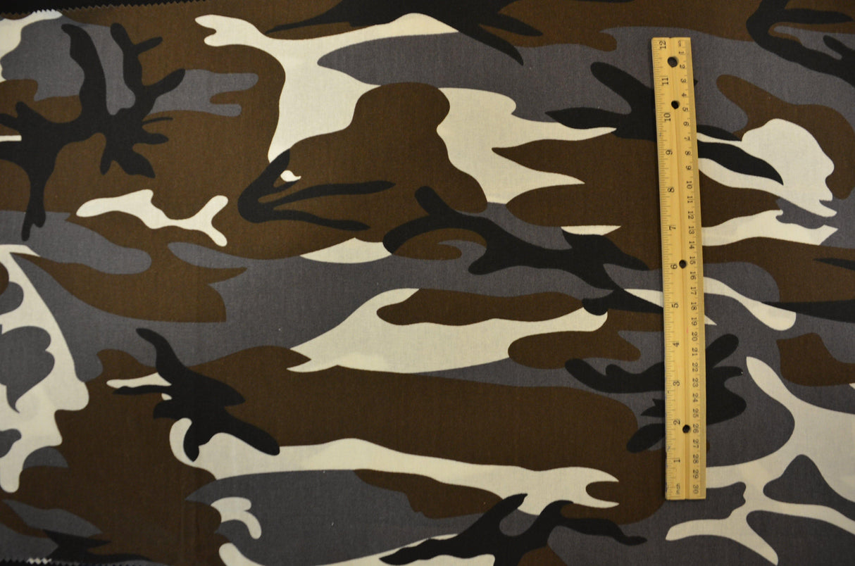 Grey Camouflage Cotton Print | 100% Cotton Print | 60" Wide | Fabric mytextilefabric