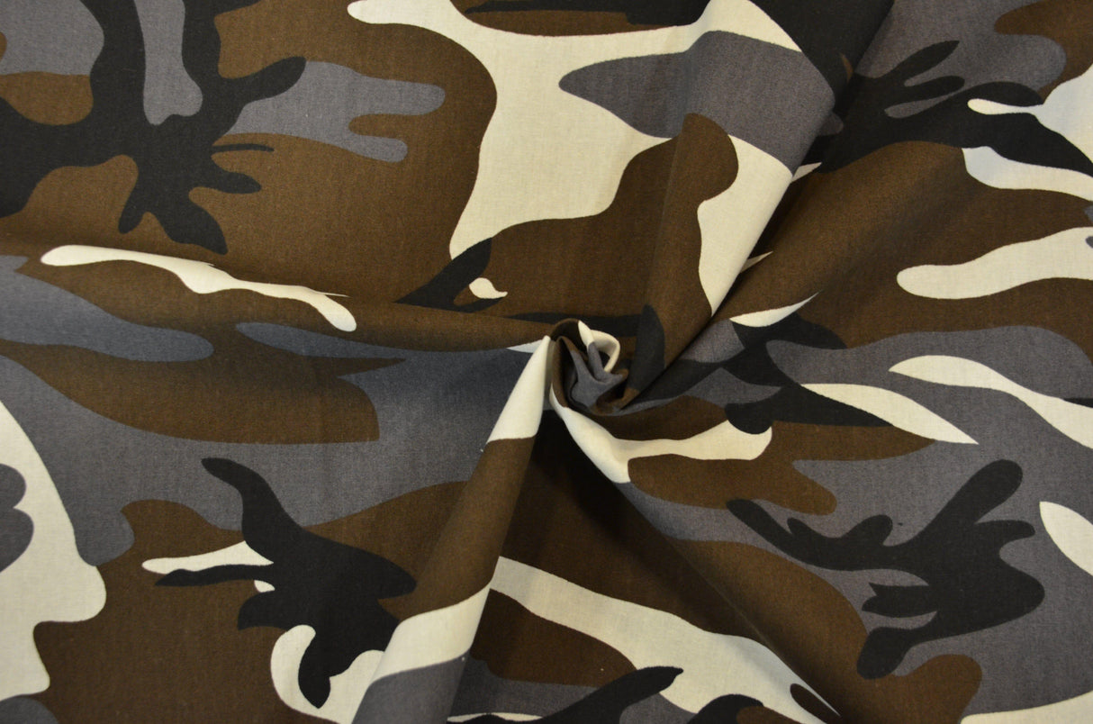Grey Camouflage Cotton Print | 100% Cotton Print | 60" Wide | Fabric mytextilefabric Yards