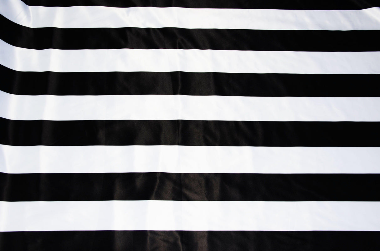 3.5" Stripe Satin Print | Dull Satin Print | 58/60" Wide | Multiple Colors | Stripe Satin Print Fabric | Fabric mytextilefabric Yards Black White 3.5 Inch Stripe