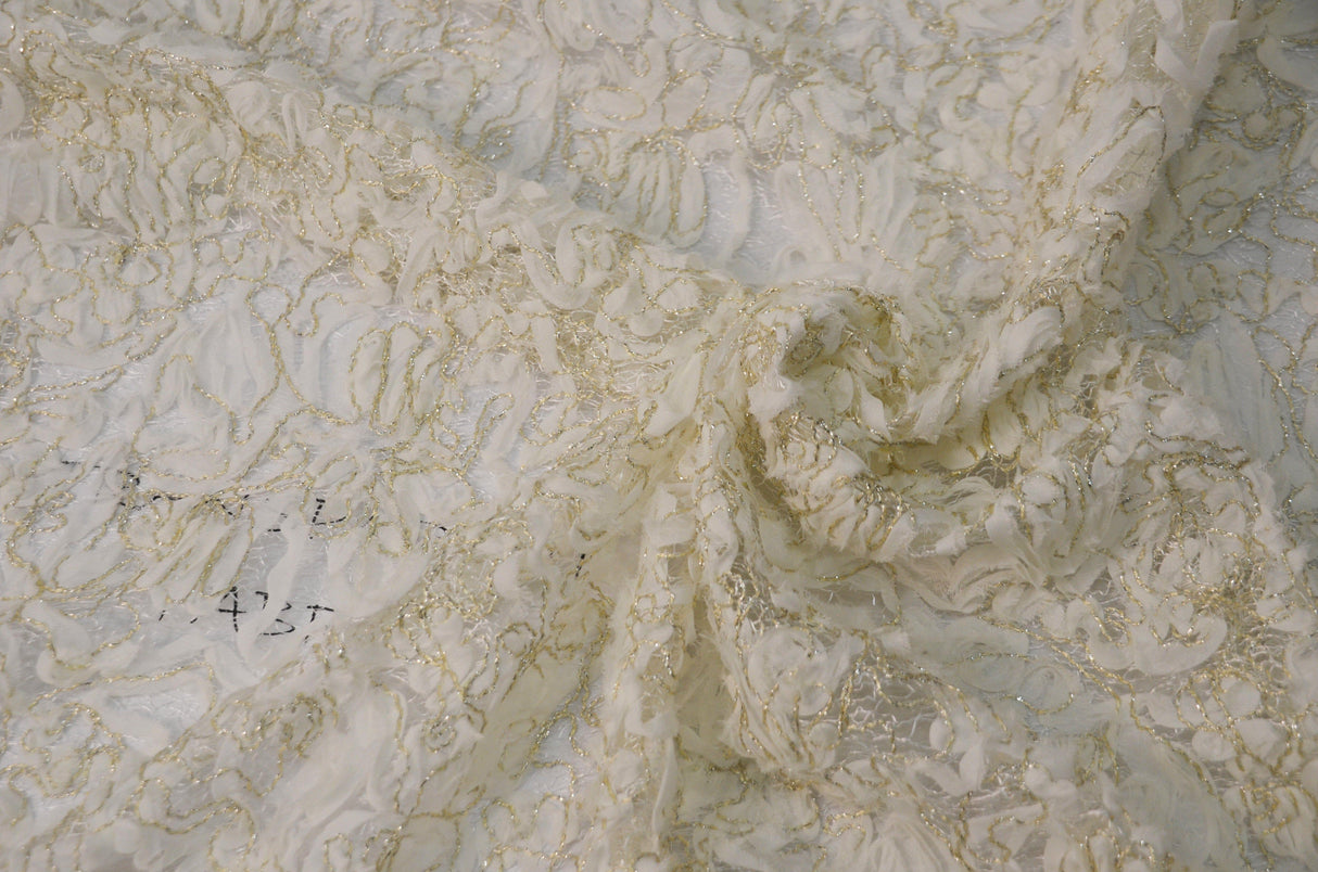 Metallic Enchanted Lace Fabric | Enchanted Sheer Embroidery | 52" Wide | Patina Sheer Lace | Blissful Sheer Lace | Fabric mytextilefabric Yards Ivory