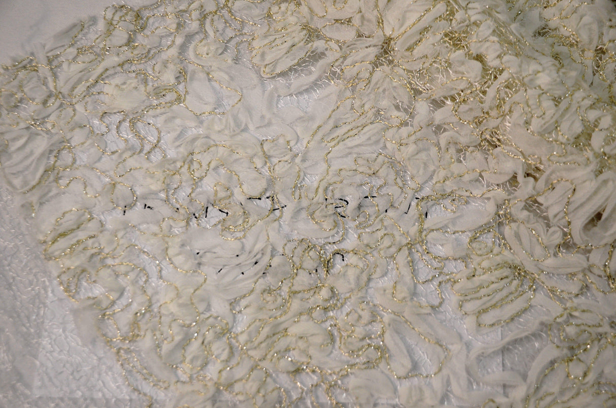 Metallic Enchanted Lace Fabric | Enchanted Sheer Embroidery | 52" Wide | Patina Sheer Lace | Blissful Sheer Lace | Fabric mytextilefabric 3"x3" Sample Swatch Ivory