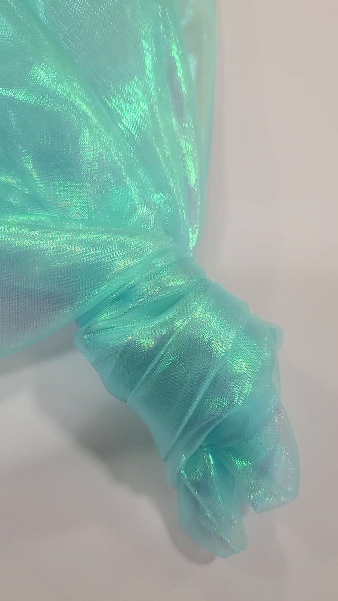 NEW Contessa Abelarda Iridescent Metallic Organza in Pearl and Mermaid  Green Shimmer