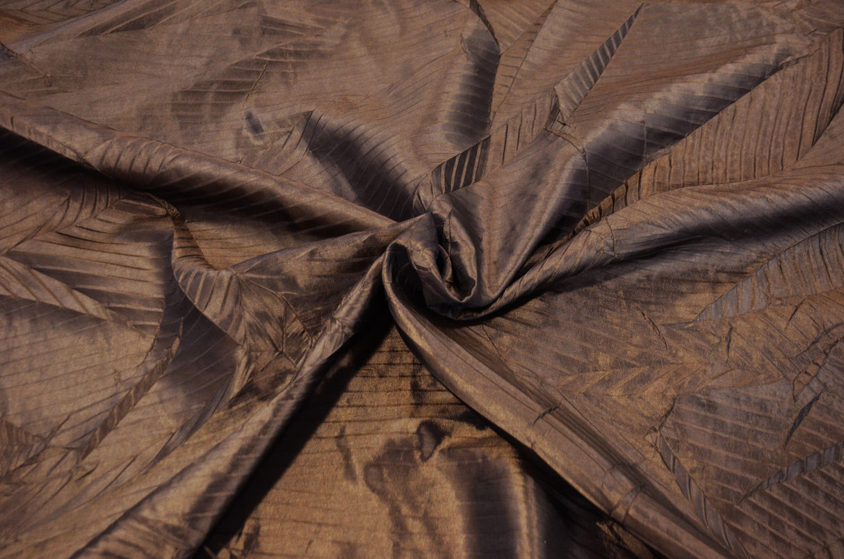 Taffeta Fabric | Bark Leaf Taffeta Fabric by the Yard x 60" Wide | Apparel, Costume, Dress, Cosplay, Wedding, Tablecloth, Overlay | Zig zag Fabric mytextilefabric Yards Chocolate