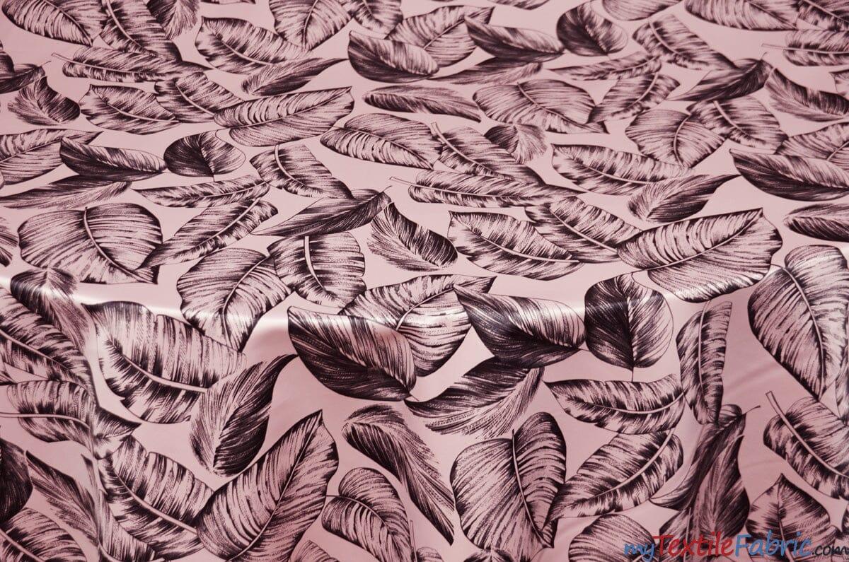 Bohemian Paradise Satin Print | Dull Satin Print | 58/60" Wide | 3 Colors | Tropical Banana Leaf Print | My Textile Fabric