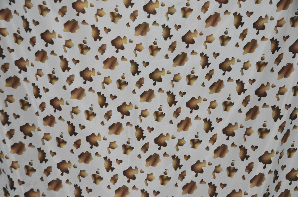 Small Brown Cow Satin Print Fabric | Brown Calf Charmeuse Satin | 60" Wide | Fabric mytextilefabric