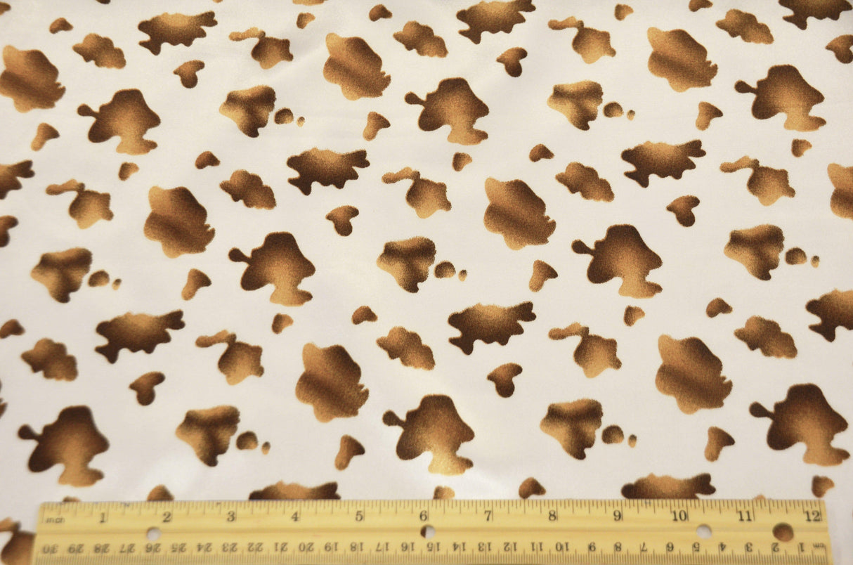 Small Brown Cow Satin Print Fabric | Brown Calf Charmeuse Satin | 60" Wide | Fabric mytextilefabric