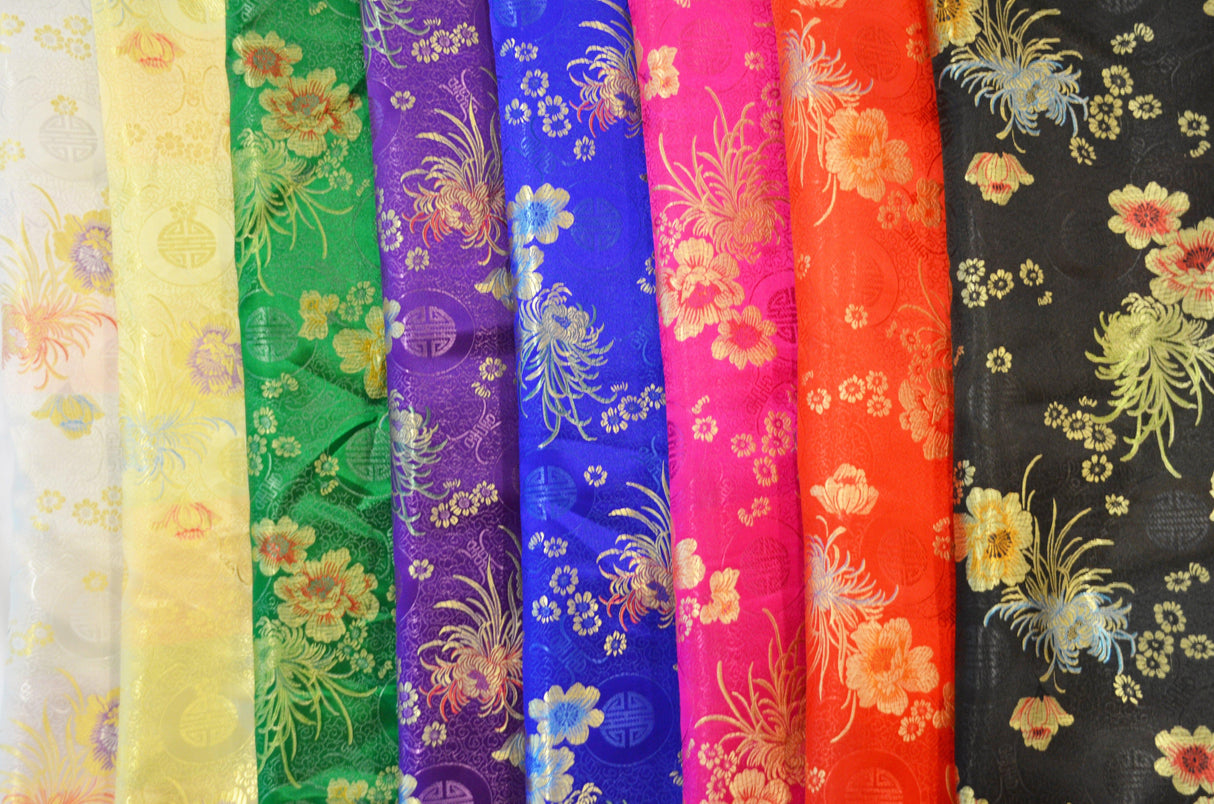 Oriental Floral Brocade | Chinese Flower Brocade | 45" Wide | Chinese Brocade Fabric | Fabric mytextilefabric
