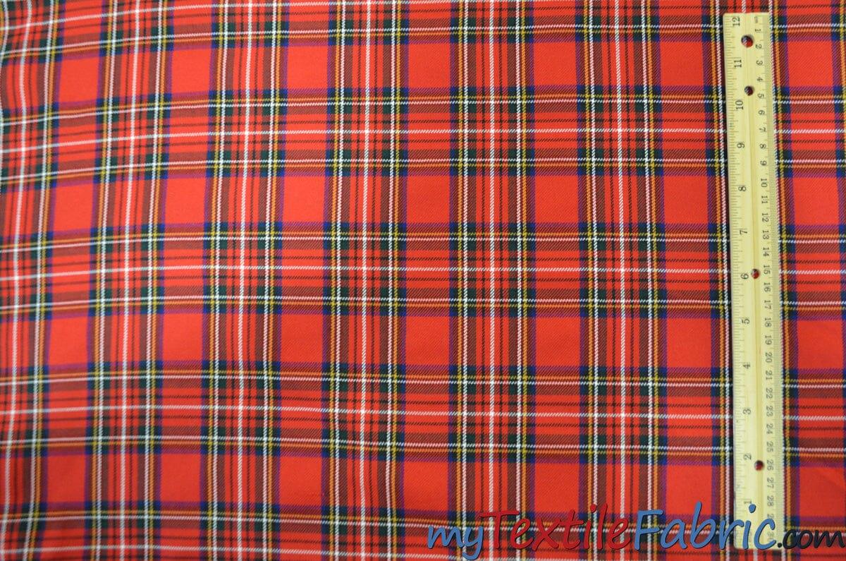 Christmas Red Kilt Fabric | 60" Wide | Red Tartan Fabric | Soft Poly Rayon Kilt | Decor, Napkins, Scarves, Costumes, Blanket, Face Mask, Kilt | Fabric mytextilefabric