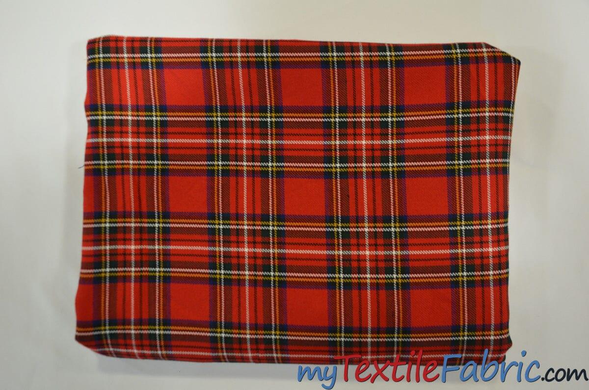 Christmas Red Kilt Fabric | 60" Wide | Red Tartan Fabric | Soft Poly Rayon Kilt | Decor, Napkins, Scarves, Costumes, Blanket, Face Mask, Kilt | Fabric mytextilefabric