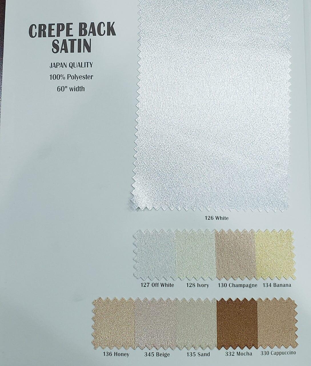 Superior Quality Crepe Back Satin | Japan Quality | 60" Wide | Continuous Yards | Multiple Colors | Fabric mytextilefabric