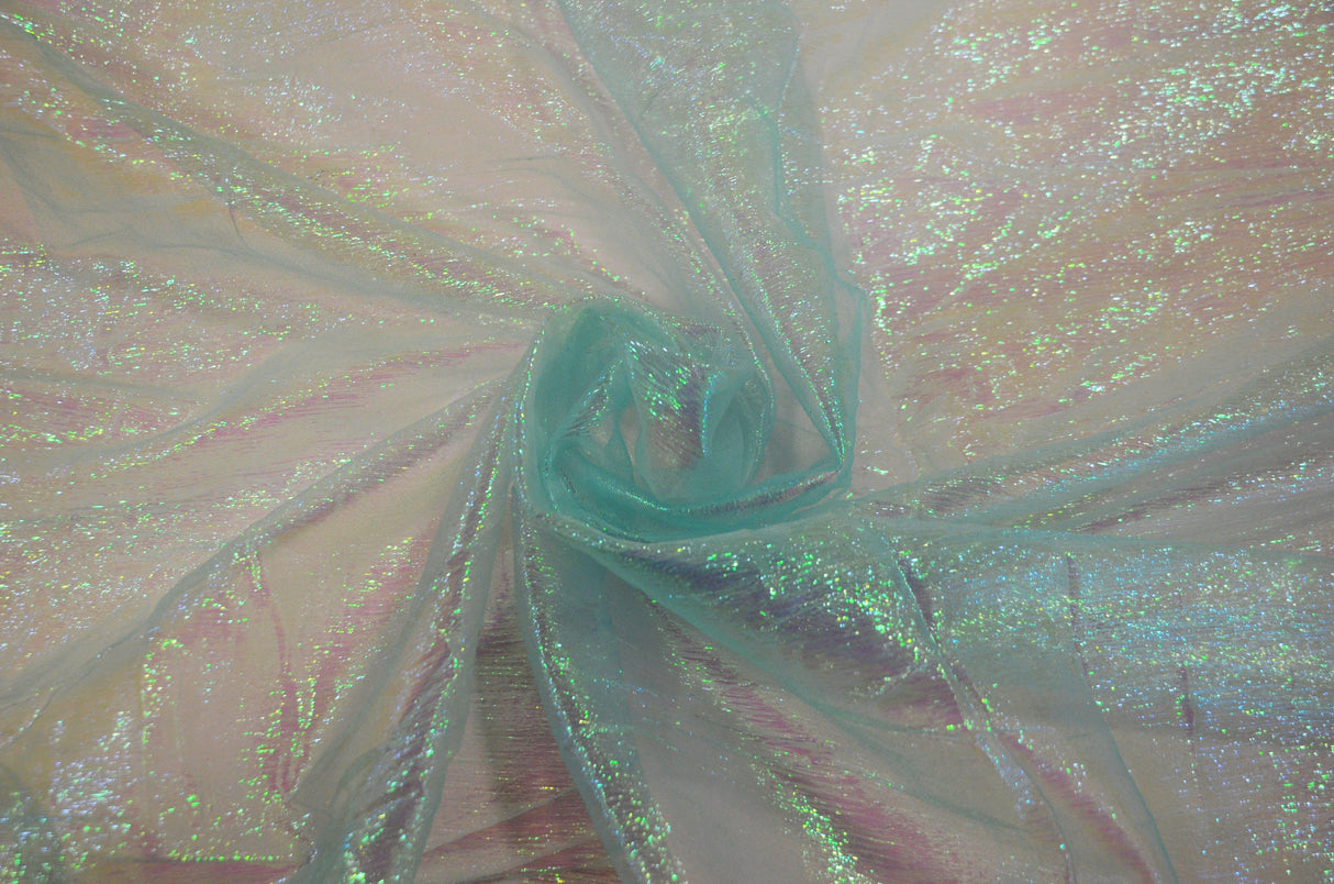 Crush Iridescent Organza Fabric | Crush Pearl Organza | 40" Wide | Crush Holographic Organza Fabric | Costume, Decoration, Apparel, Cosplay, Dance Wear Fabric mytextilefabric