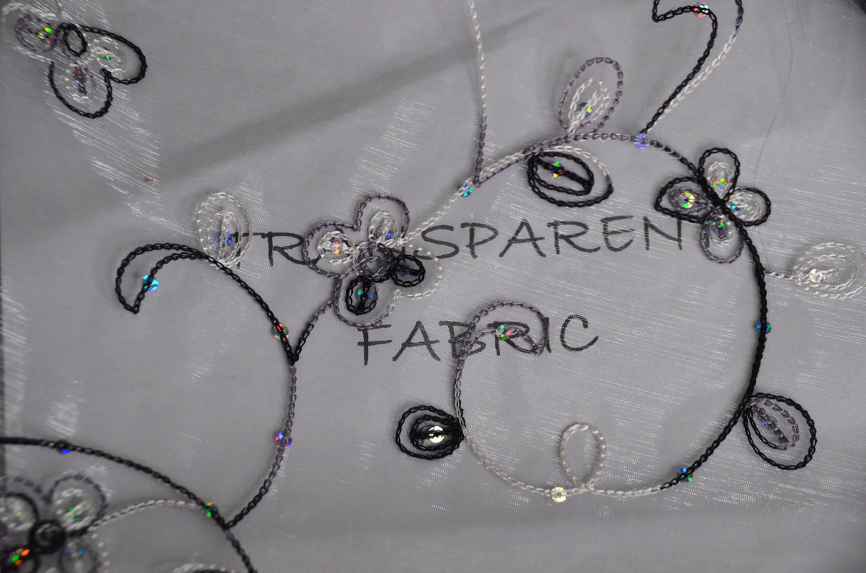 Dahlia Organza Embroidery Fabric | Embroidered Floral Sheer with Sequins Embellishment | 54" Wide | Multiple Colors | Fabric mytextilefabric