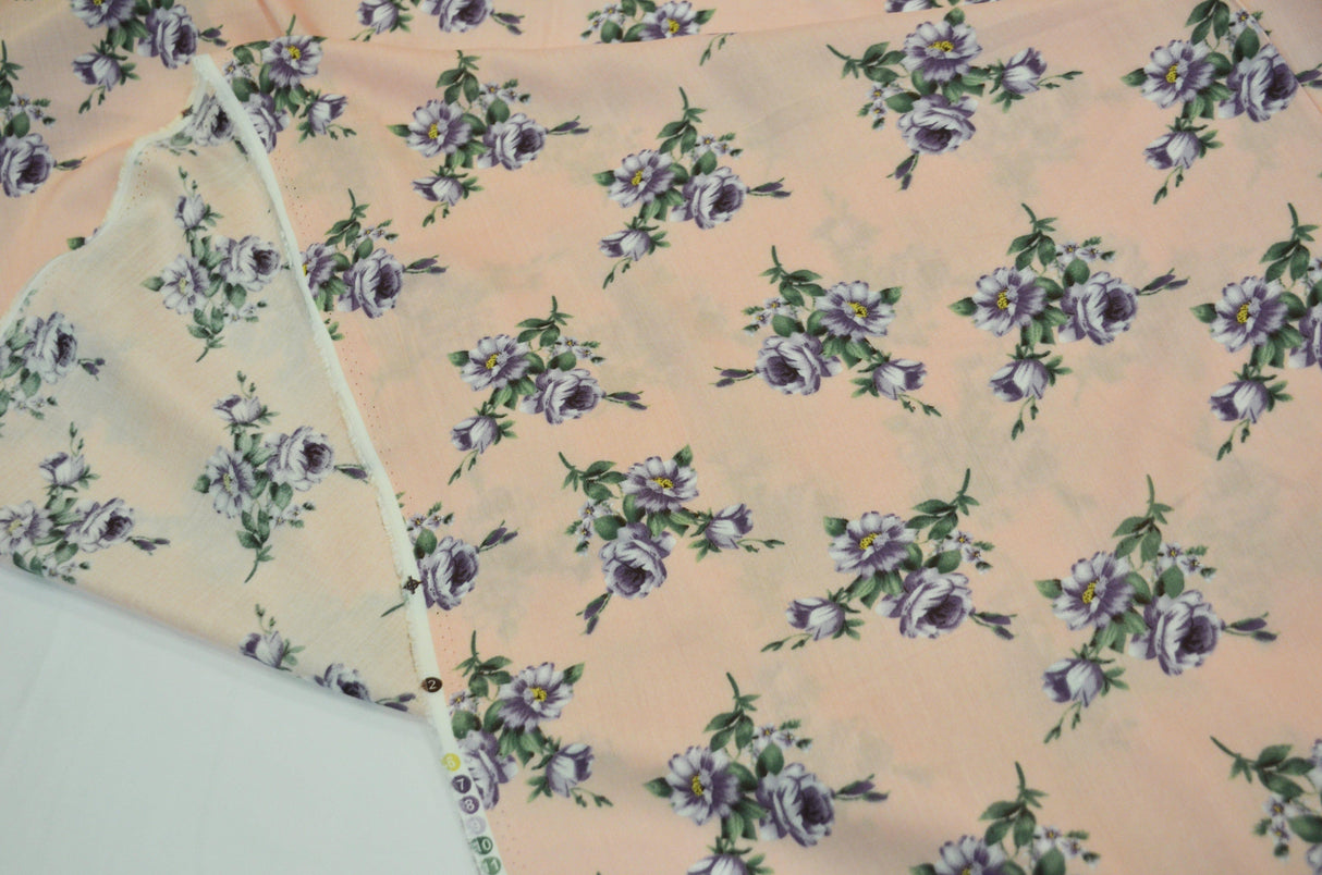 Love Flower Rayon Challis Fabric by the Continuous Yard | 60" Wide | Floral Rayon Challis Fabric | Rayon Challis for Dresses and Skirts | Fabric mytextilefabric Yards Dusty Pink