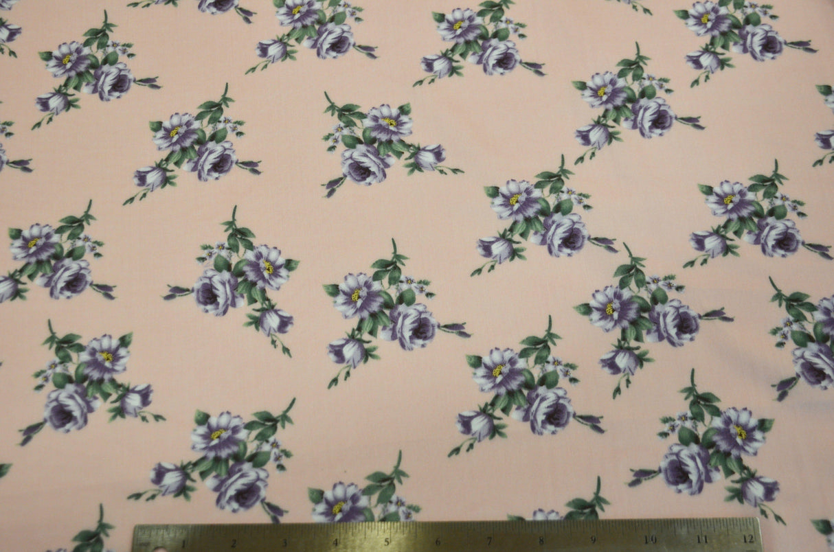 Love Flower Rayon Challis Fabric by the Continuous Yard | 60" Wide | Floral Rayon Challis Fabric | Rayon Challis for Dresses and Skirts | Fabric mytextilefabric 3"x3" Sample Swatch Dusty Pink