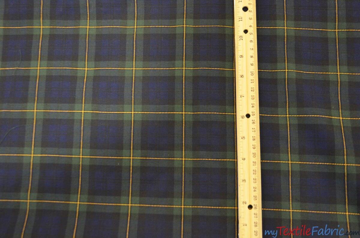 Green Blue Kilt Fabric | 60" Wide | Green Blue Tartan Fabric | Soft Poly Rayon Kilt | Decor, Napkins, Scarves, Costumes, Blanket, Face Mask, Kilt | My Textile Fabric