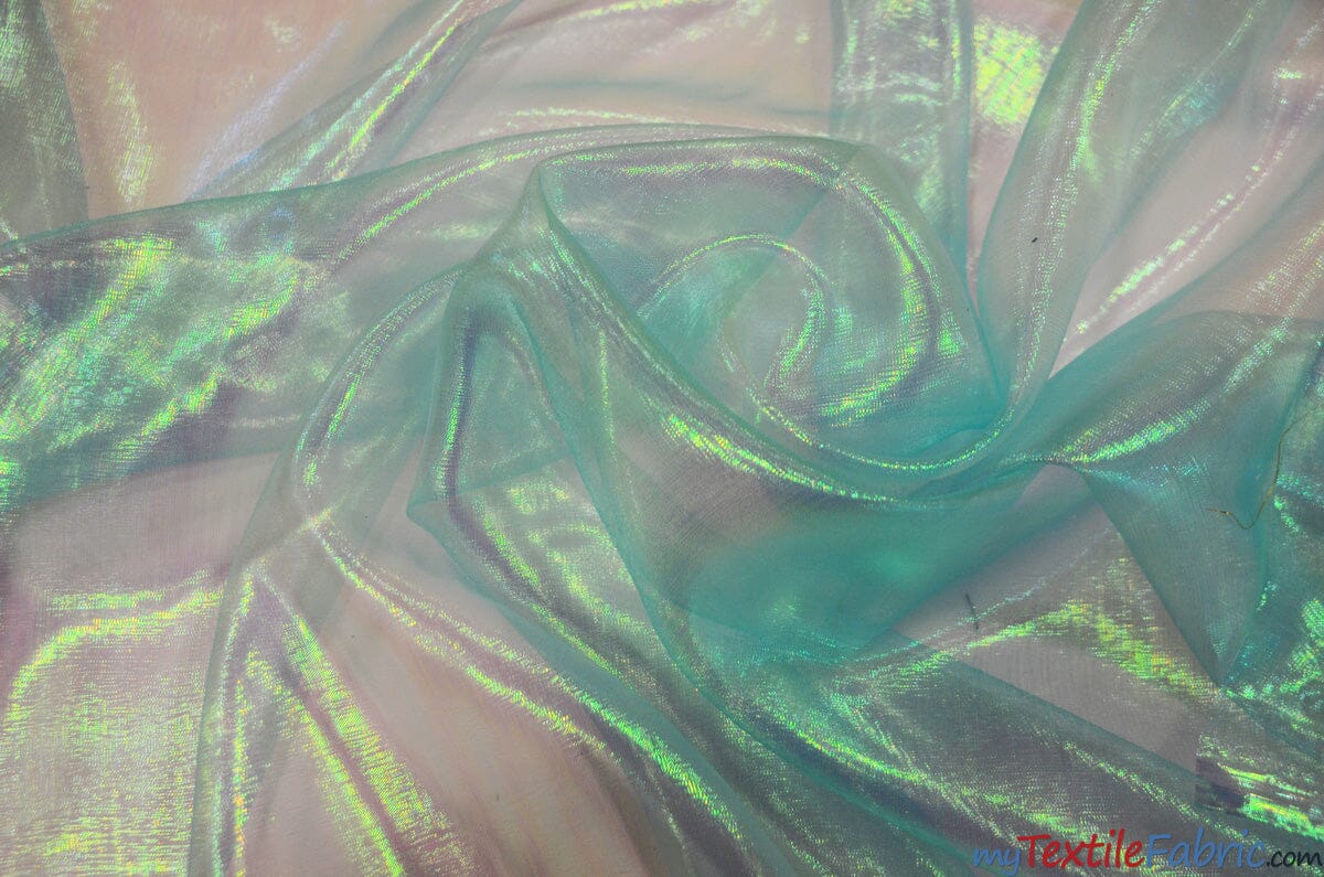 Aqua Woven Translucent/Iridescent Organza Fabric