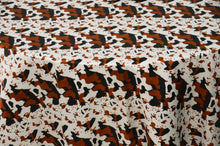 Load image into Gallery viewer, Black Brown Cow Satin Print Fabric | Black Brown Calf Charmeuse Satin | 60&quot; Wide | Super Soft Satin Animal Print | Fabric mytextilefabric 
