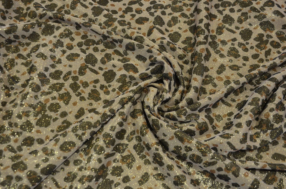 Stretch Glimmer Knit Fabric | 2 Way Stretch | 56" Wide | Metallic Glitter Spandex Knit Fabric | Fabric mytextilefabric Yards Leopard Animal Print