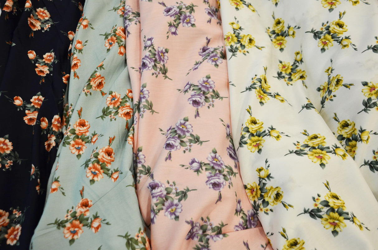 Love Flower Rayon Challis Fabric by the Continuous Yard | 60" Wide | Floral Rayon Challis Fabric | Rayon Challis for Dresses and Skirts | Fabric mytextilefabric