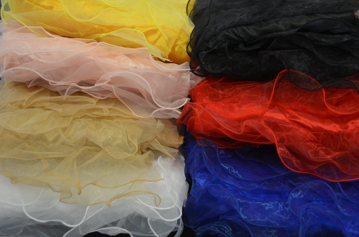 Organza Ruffled Taffeta Fabric | Layered Ruffle Taffeta Fabric | 57" Wide | Multiple Colors | Fabric mytextilefabric