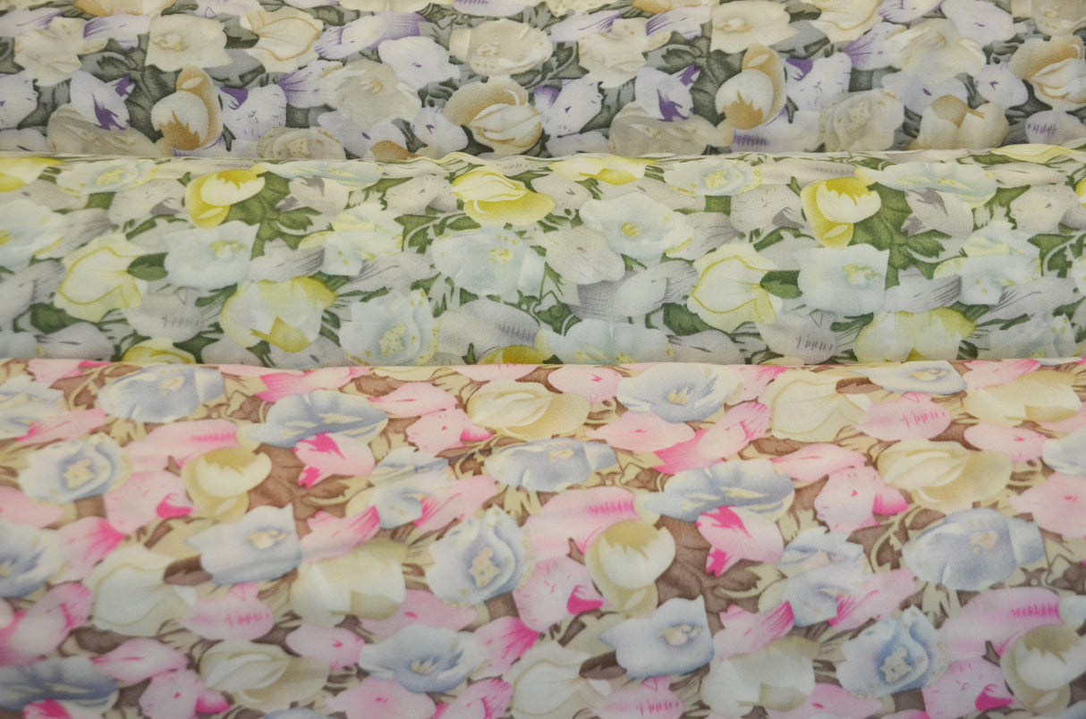 Spring Floral Rayon Challis Fabric by the Continuous Yard | 60" Wide | Flower Rayon Challis Fabric | Rayon Challis for Dresses and Skirts | Fabric mytextilefabric