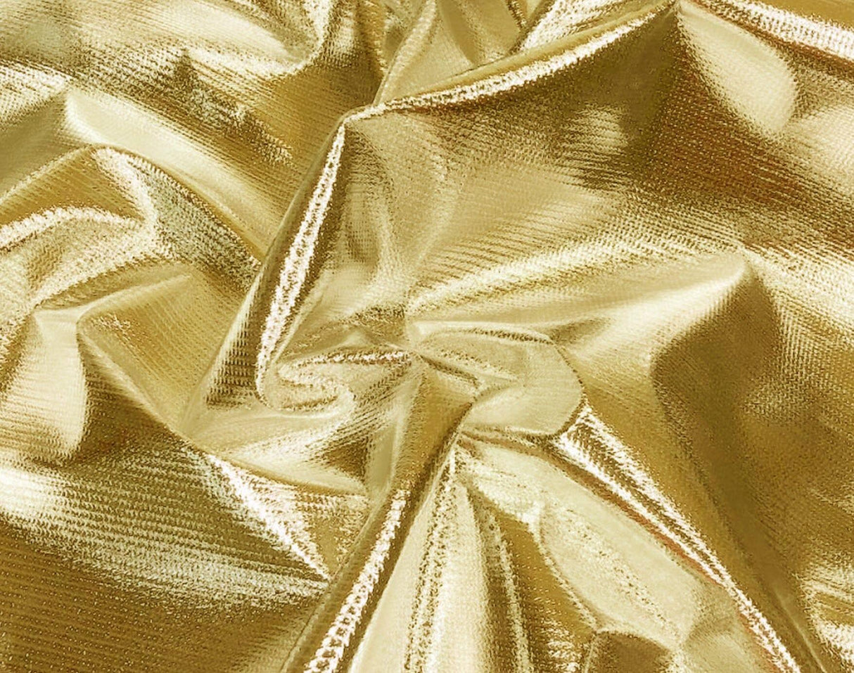 Tricot Lame Fabric | Stiff Metallic Foil | 40" Wide | Dress Material Dance Wear Costume Theatrical | Fabric mytextilefabric 3"x3" Sample Swatch Gold White Tricot