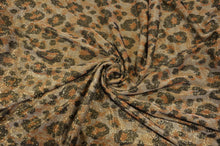 Load image into Gallery viewer, Stretch Glimmer Knit Fabric | 2 Way Stretch | 56&quot; Wide | Metallic Glitter Spandex Knit Fabric | Fabric mytextilefabric Yards Tiger Animal Print 
