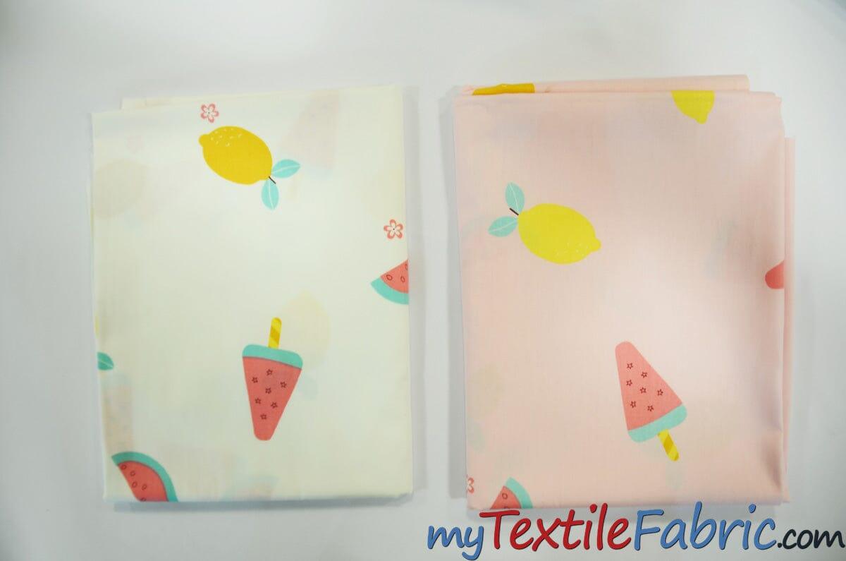Yellow Lemon Watermelon Fruit Cotton Print Fabric | 100% Cotton Print | 60" Wide | Fabric mytextilefabric