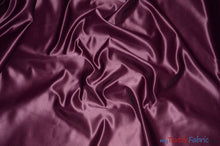 Load image into Gallery viewer, L&#39;Amour Satin Fabric | Polyester Matte Satin | Peau De Soie | 60&quot; Wide | Continuous Yards | Wedding Dress, Tablecloth, Multiple Colors | Fabric mytextilefabric Yards Abergine 
