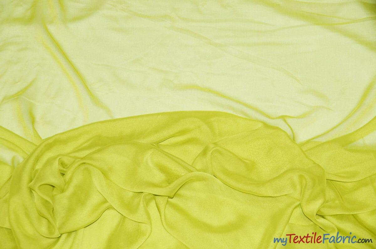 Two Tone Chiffon Fabric | Iridescent Chiffon Fabric | 60" Wide | Clean Edge | Multiple Colors | Continuous Yards | Fabric mytextilefabric Yards Acid Green