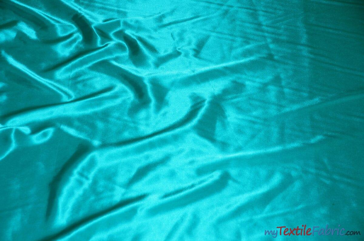 Silky Soft Medium Satin Fabric | Lightweight Event Drapery Satin | 60" Wide | Economic Satin by the Wholesale Bolt | Fabric mytextilefabric Bolts Aqua Blue 0040